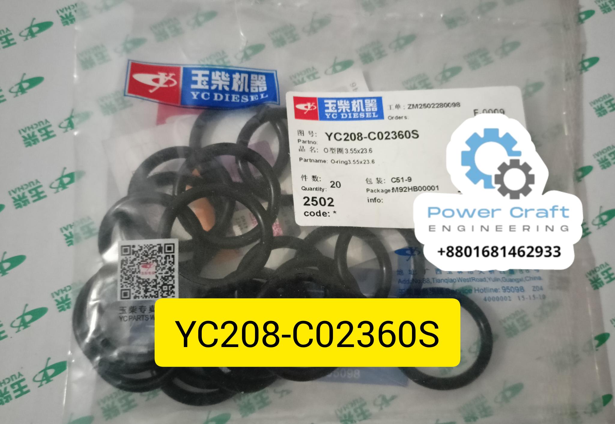 YC208-C02360S O-RING For YC DIESEL YUCHAI