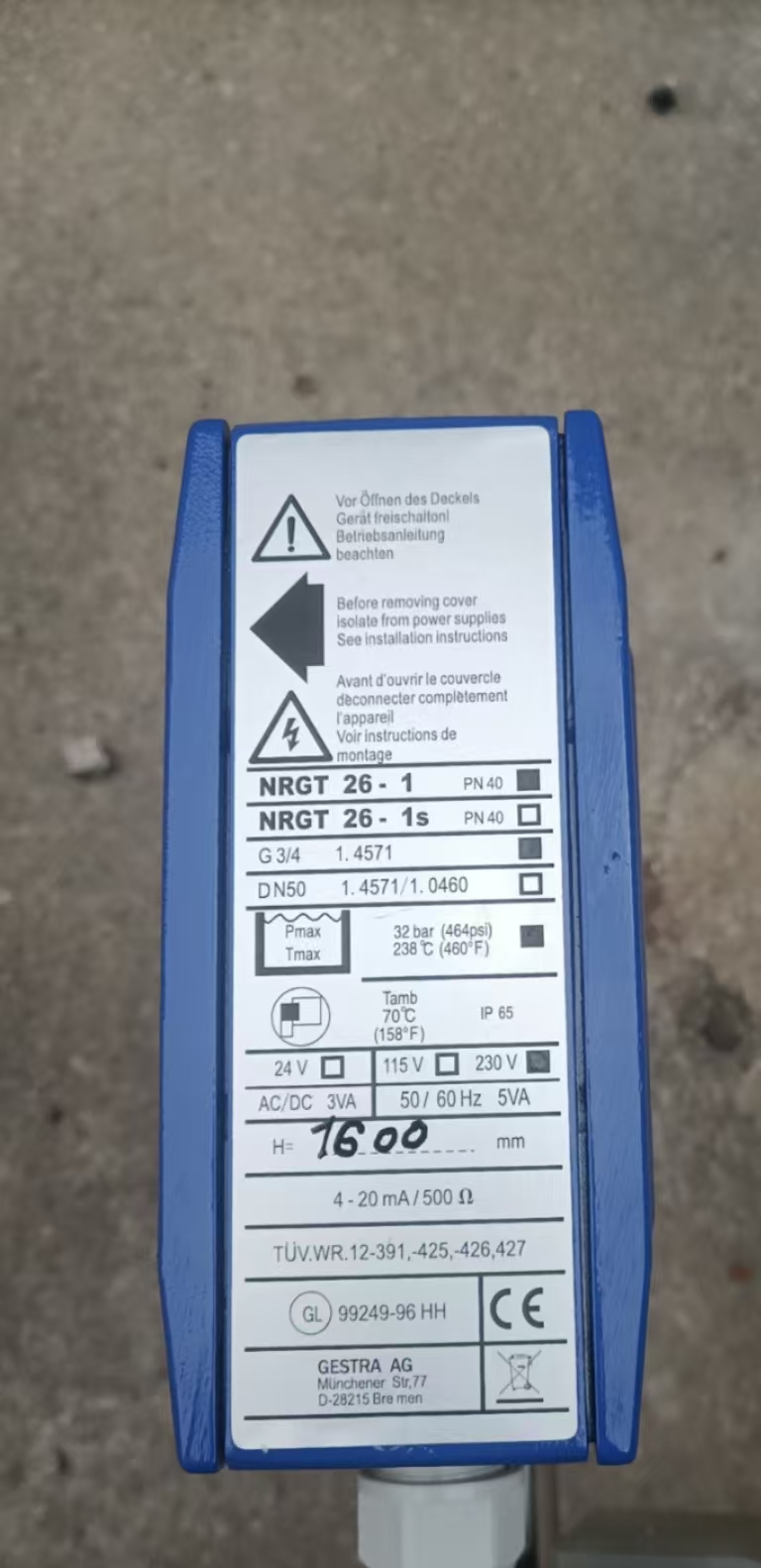 GESTER NRGT26-1 Level Transmitter